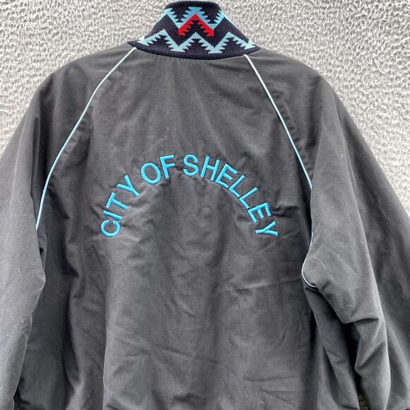 Vintage West Ark Bomber Jacket Medium Black Aztec Southwestern Varsity USA Made - Picture 10 of 15